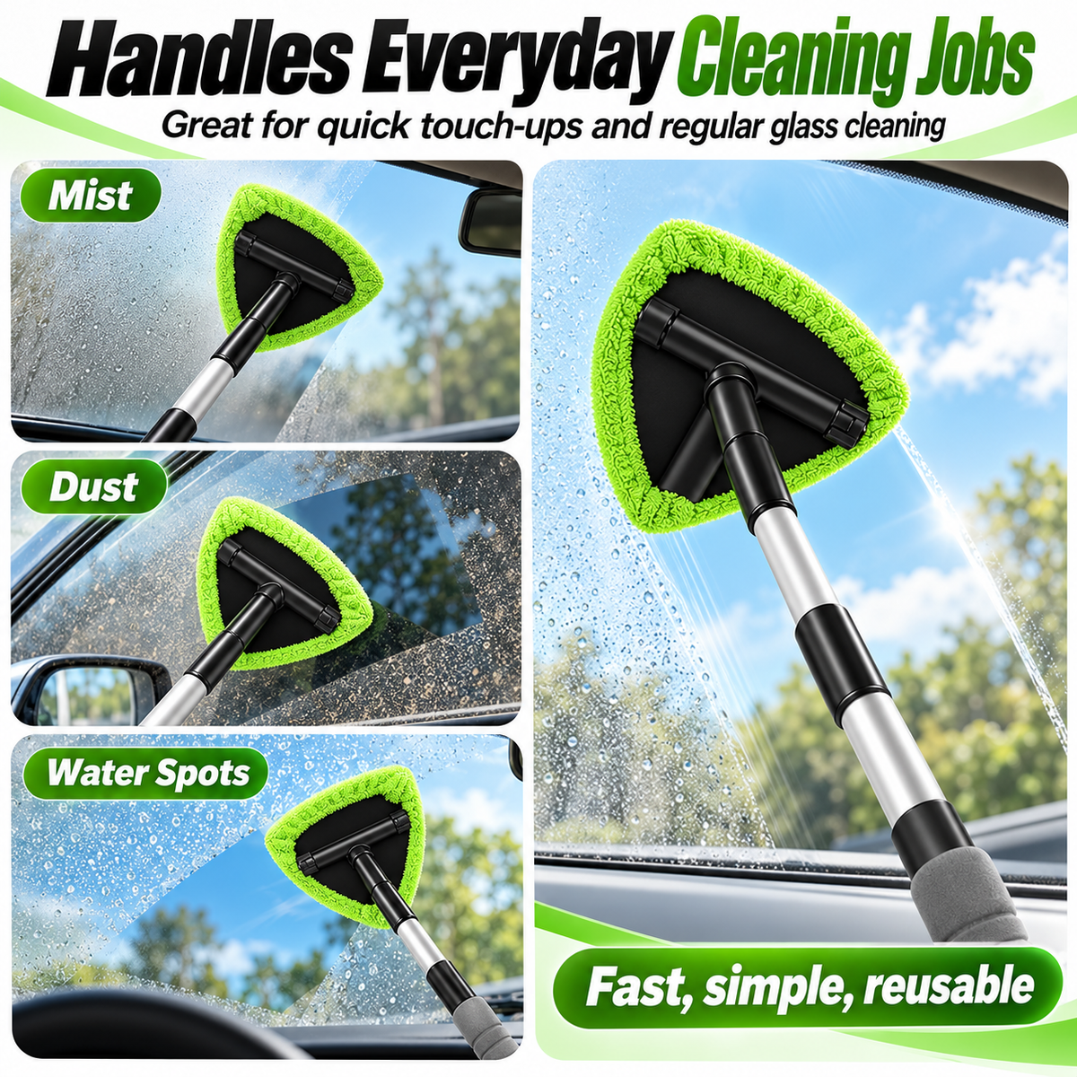 9-Piece Windshield Cleaning Kit β Extendable Car Window Cleaner for a Streak-Free Shine πβ¨