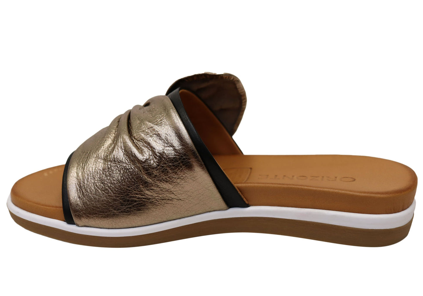 Orizonte Ribbon Womens Comfortable European Leather Slides Sandals