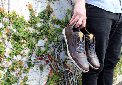 Wild Rhino Crest Mens Comfortable Leather Lace Up Casual Shoes