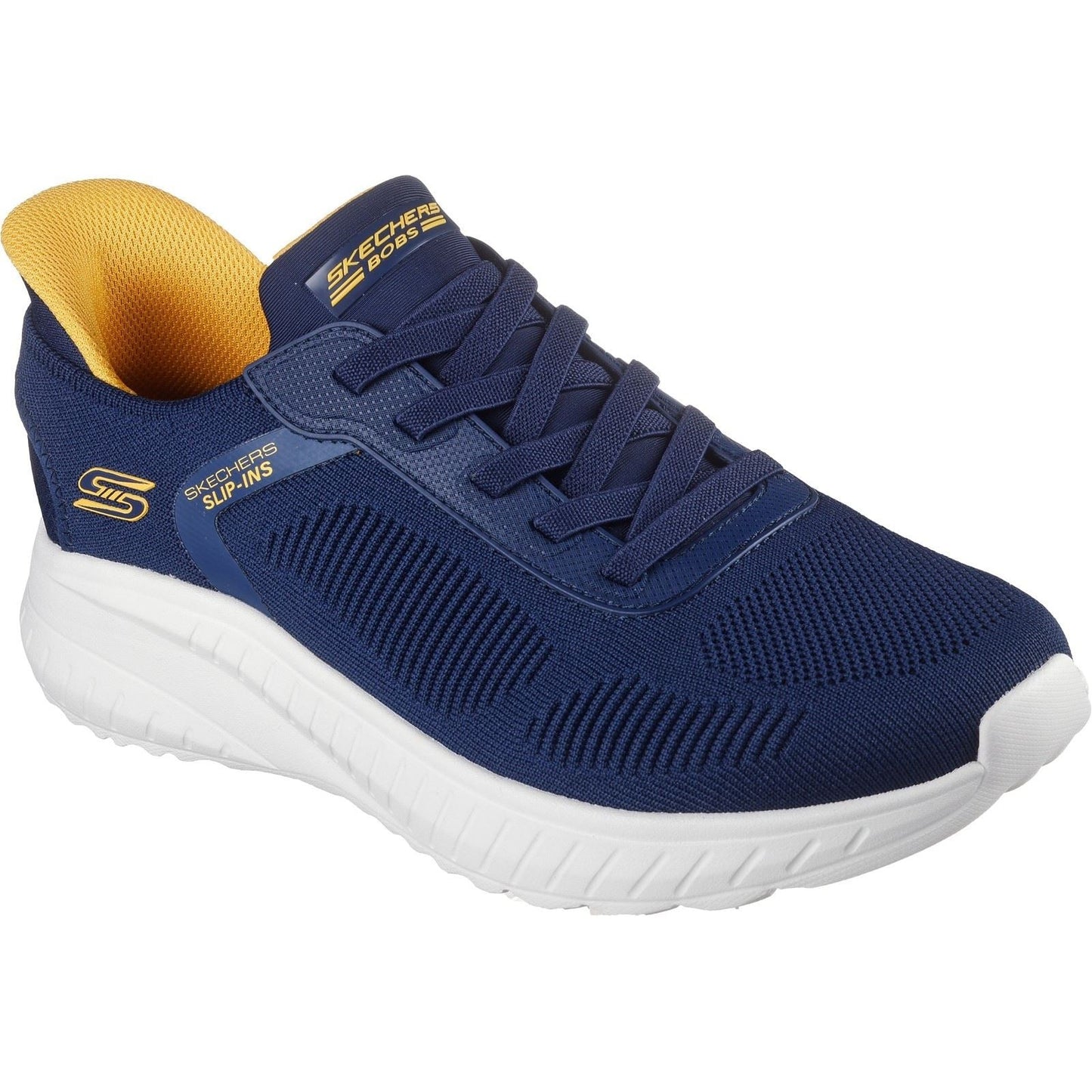 Men's Wide Fit Skechers 118312 Slip-ins Bobs Sport Squad Chaos Solid Step Trainers