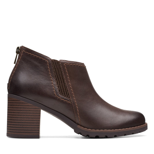 Clarks Leda Step 26174958 Womens Brown Leather Zipper Ankle & Booties Boots
