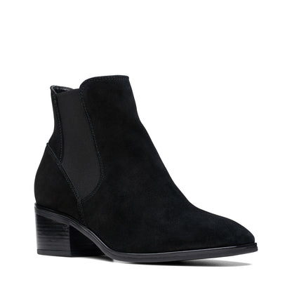 Clarks Amser West 26175876 Womens Black Suede Ankle & Booties Boots