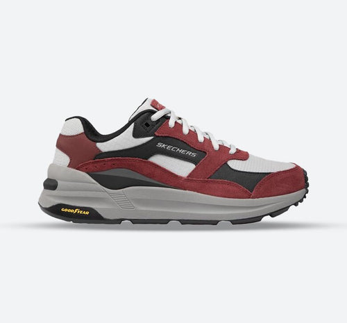 Men's Wide Fit Skechers 237200 Global Jogger Trainers - Burgundy