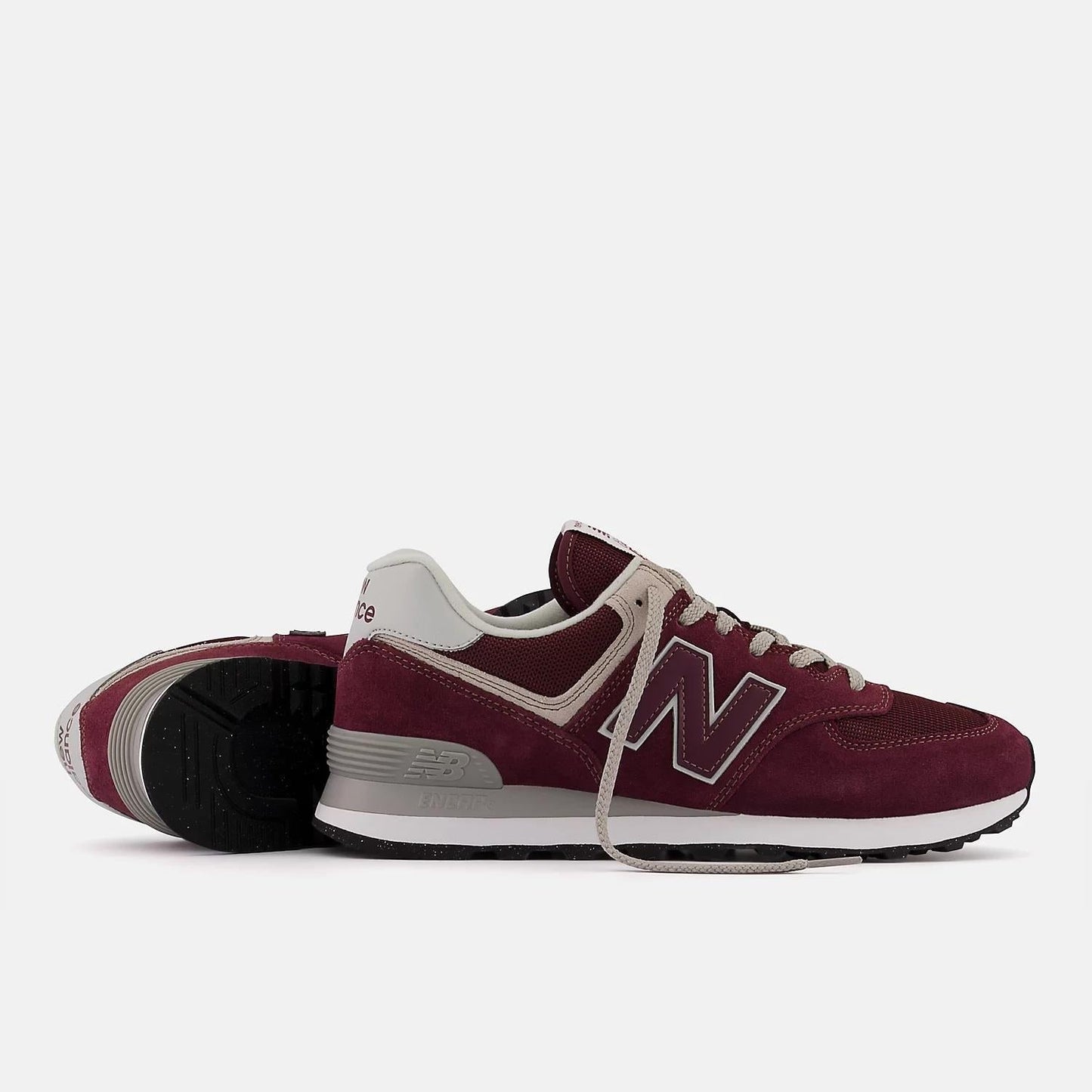 Men's Wide Fit New Balance ML574EVM Walking/Running Trainers - Exclusive - Burgundy/White ENCAP