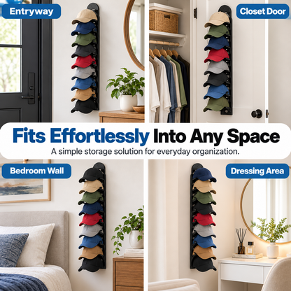 Wall-mounted hat rack – each rack can hold 10 hats🧢