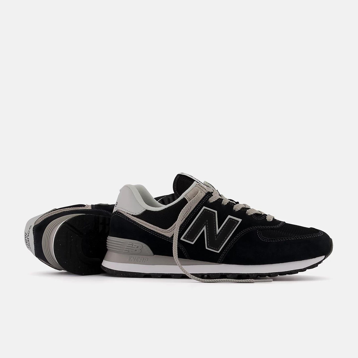 Men's Wide Fit New Balance ML574EVB Walking/Running Trainers - Exclusive - Black/White ENCAP