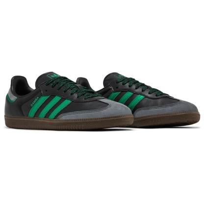 Adidas Orignals Women's Black/Green Samba OG Sneakers, IE6520 (No Box)