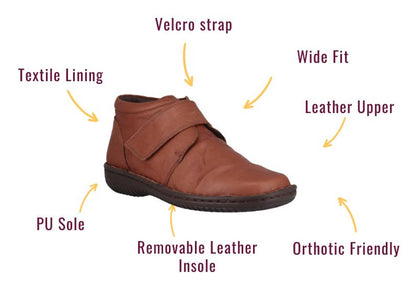 Cabello Comfort 5240-27 Womens Wide Fit Comfortable Leather Boots