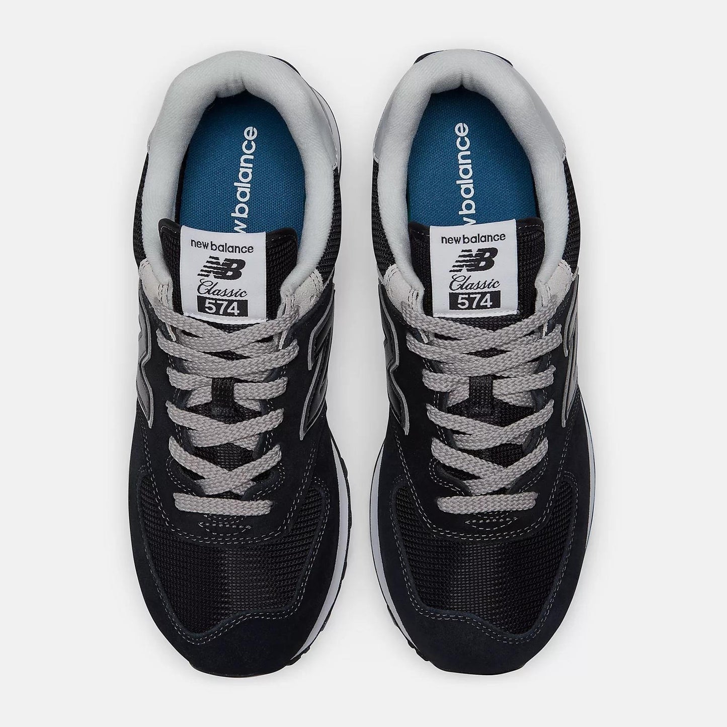 Men's Wide Fit New Balance ML574EVB Walking/Running Trainers - Exclusive - Black/White ENCAP