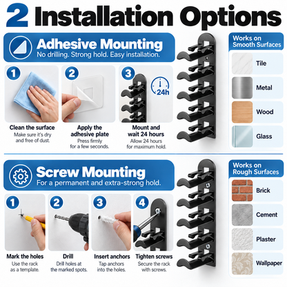 Wall-mounted hat rack – each rack can hold 10 hats🧢