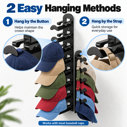 Wall-mounted hat rack – each rack can hold 10 hats🧢
