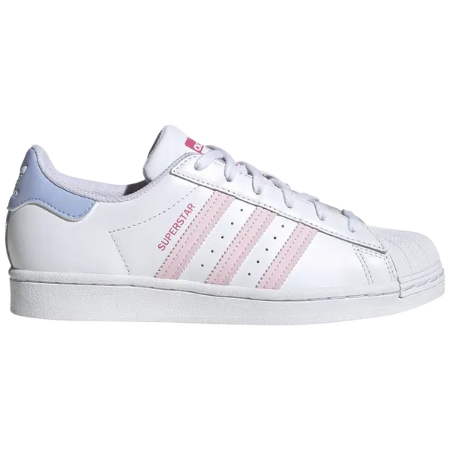 Adidas Women's White/Pink/Blue Superstar Sneakers, HQ1906 (No Box)