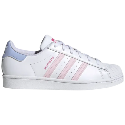 Adidas Women's White/Pink/Blue Superstar Sneakers, HQ1906 (No Box)