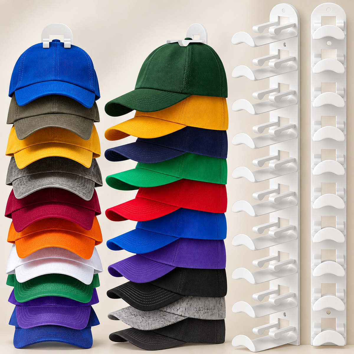Wall-mounted hat rack – each rack can hold 10 hats🧢