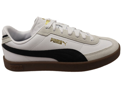 Puma Club II Era Mens Leather Lace Up Casual Shoes White Black