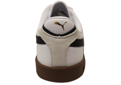 Puma Club II Era Mens Leather Lace Up Casual Shoes White Black