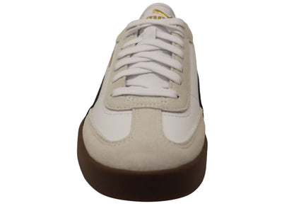 Puma Club II Era Mens Leather Lace Up Casual Shoes White Black