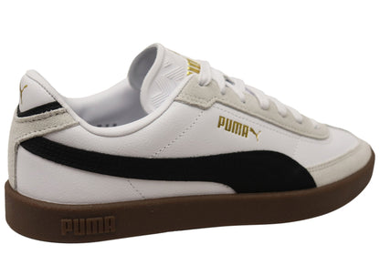 Puma Club II Era Mens Leather Lace Up Casual Shoes White Black