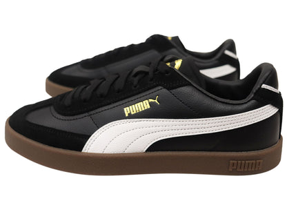 Puma Club II Era Mens Leather Lace Up Casual Shoes Black White