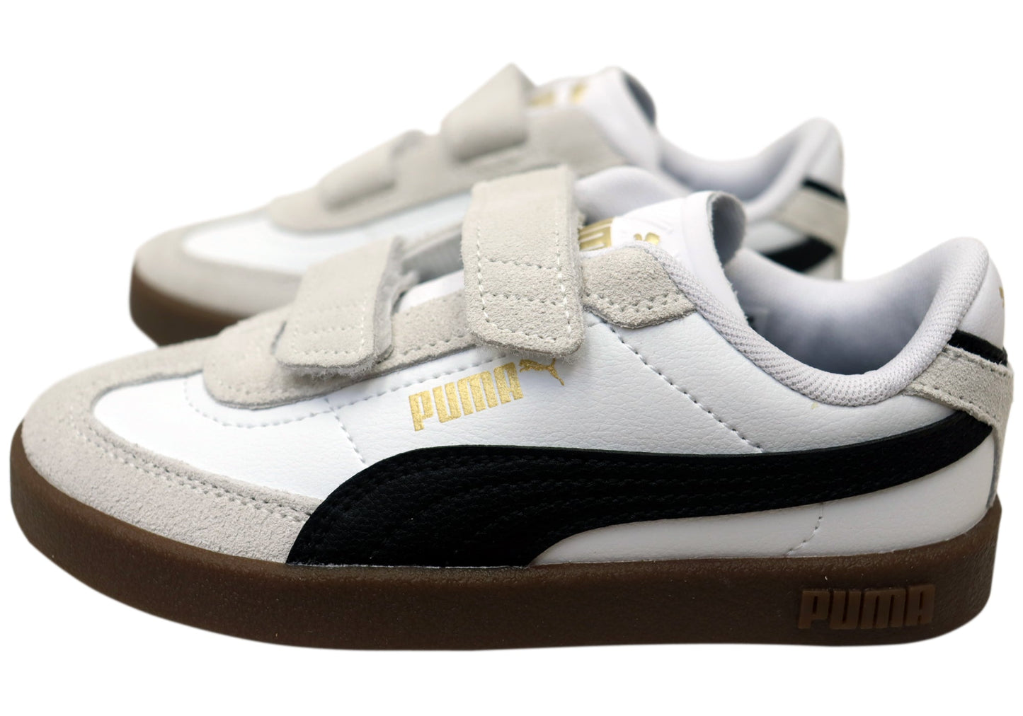 Puma Club II Era V PS Kids Adjustable Strap Sneakers White Black