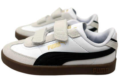 Puma Club II Era V PS Kids Adjustable Strap Sneakers White Black