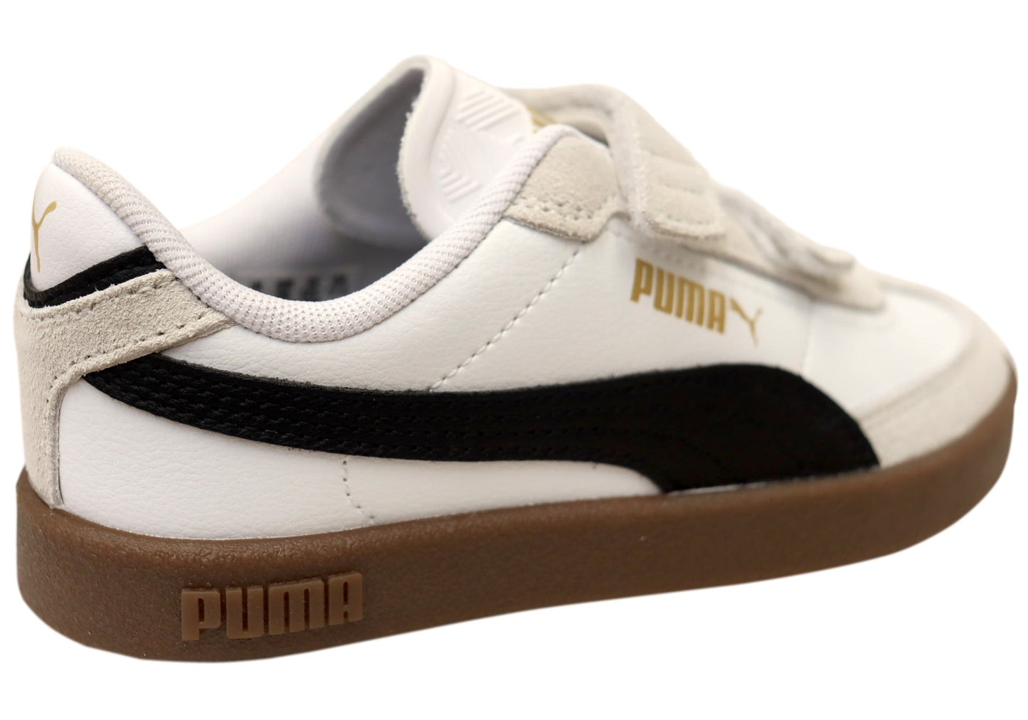 Puma Club II Era V PS Kids Adjustable Strap Sneakers White Black