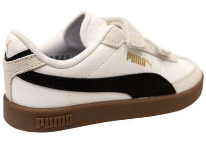 Puma Club II Era V PS Kids Adjustable Strap Sneakers White Black