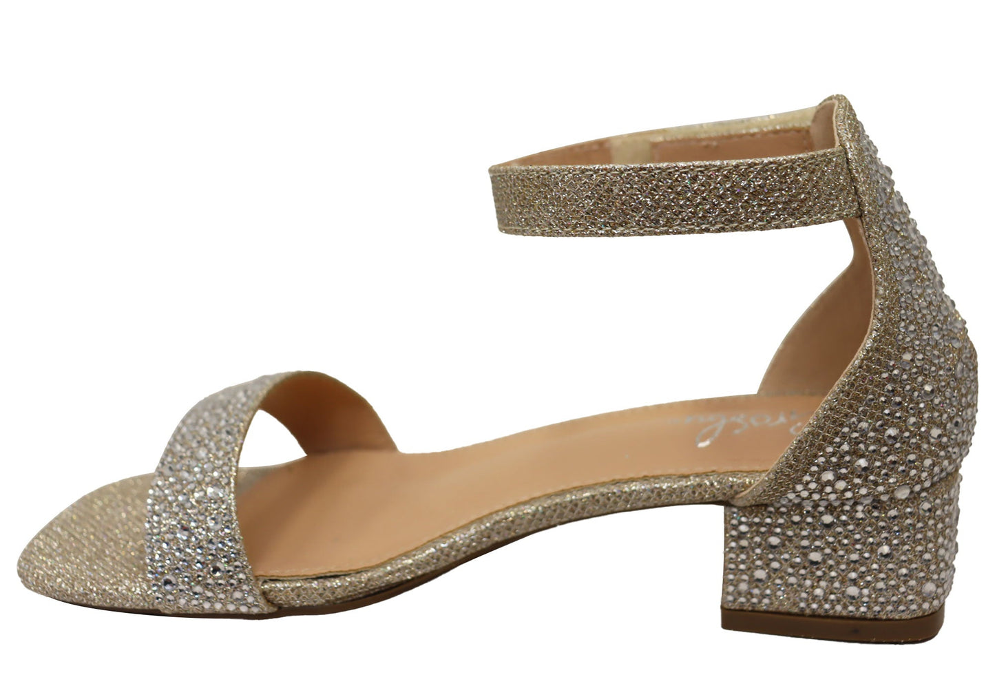 Grosby Allie Kids Girls Comfortable Low Heel Sandals Champagne