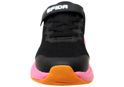 Sfida Switch Kids Girls Adjustable Strap Athletic Shoes Black Pink
