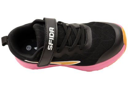 Sfida Switch Kids Girls Adjustable Strap Athletic Shoes Black Pink