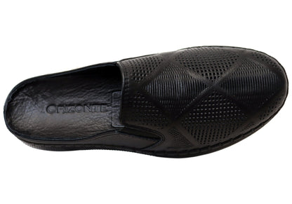 Orizonte Simmi Womens European Leather Closed Toe Open Back Mules