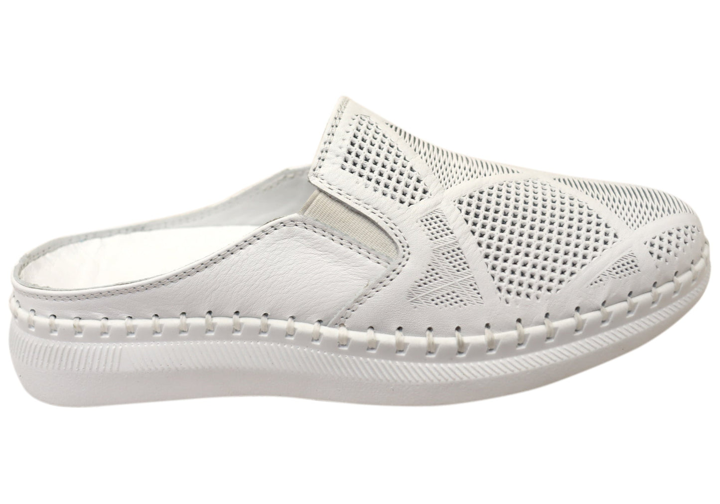 Orizonte Simmi Womens European Leather Closed Toe Open Back Mules