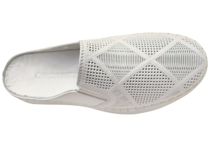 Orizonte Simmi Womens European Leather Closed Toe Open Back Mules