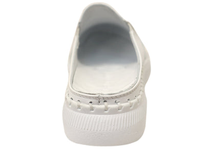 Orizonte Simmi Womens European Leather Closed Toe Open Back Mules