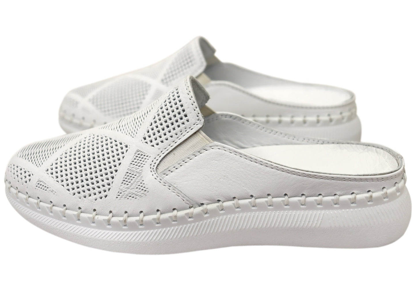 Orizonte Simmi Womens European Leather Closed Toe Open Back Mules