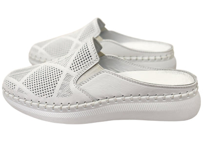 Orizonte Simmi Womens European Leather Closed Toe Open Back Mules