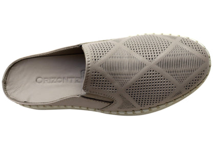 Orizonte Simmi Womens European Leather Closed Toe Open Back Mules