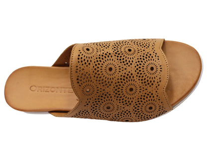 Orizonte Shelly Womens Comfortable European Leather Slides Sandals