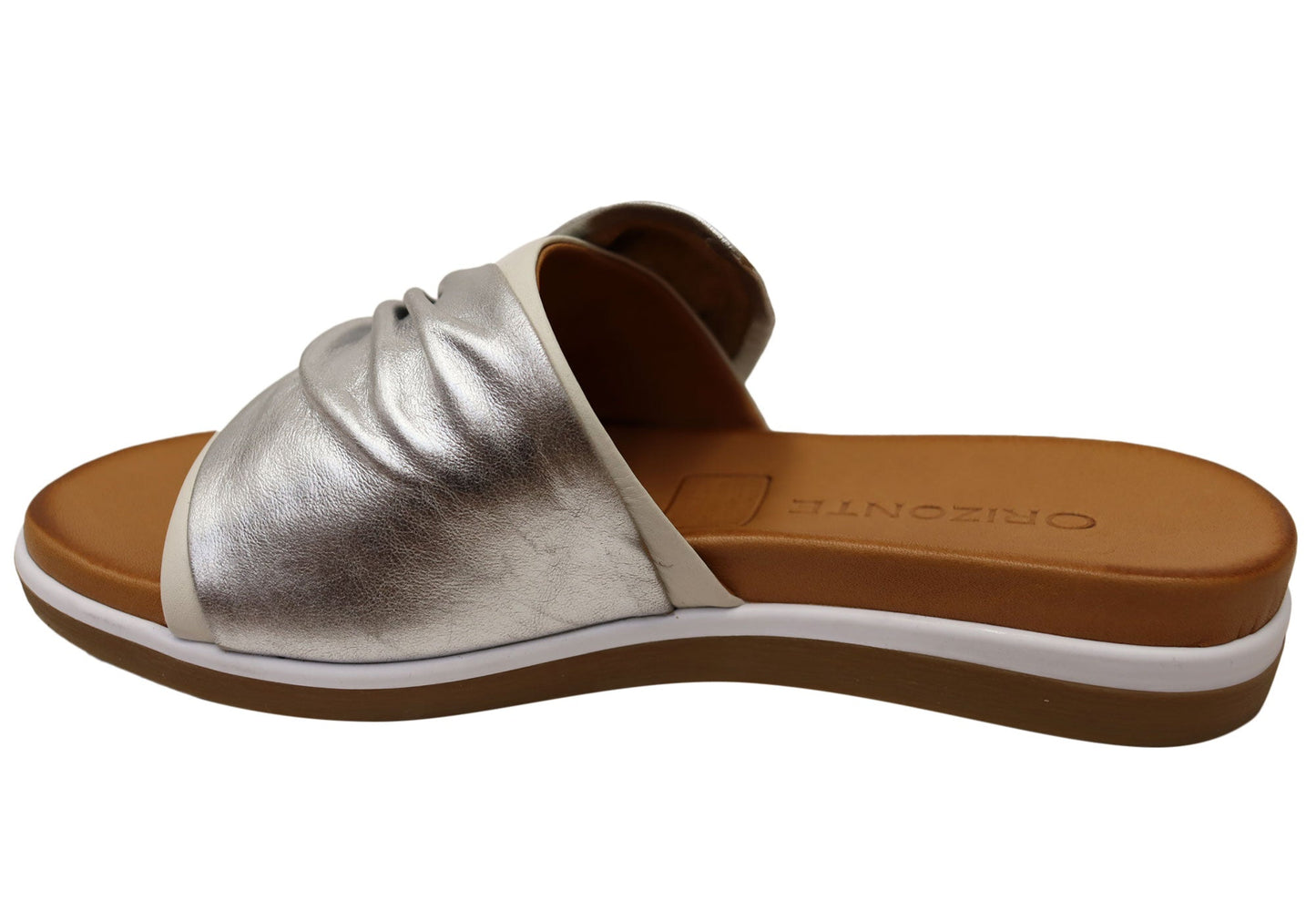 Orizonte Ribbon Womens Comfortable European Leather Slides Sandals