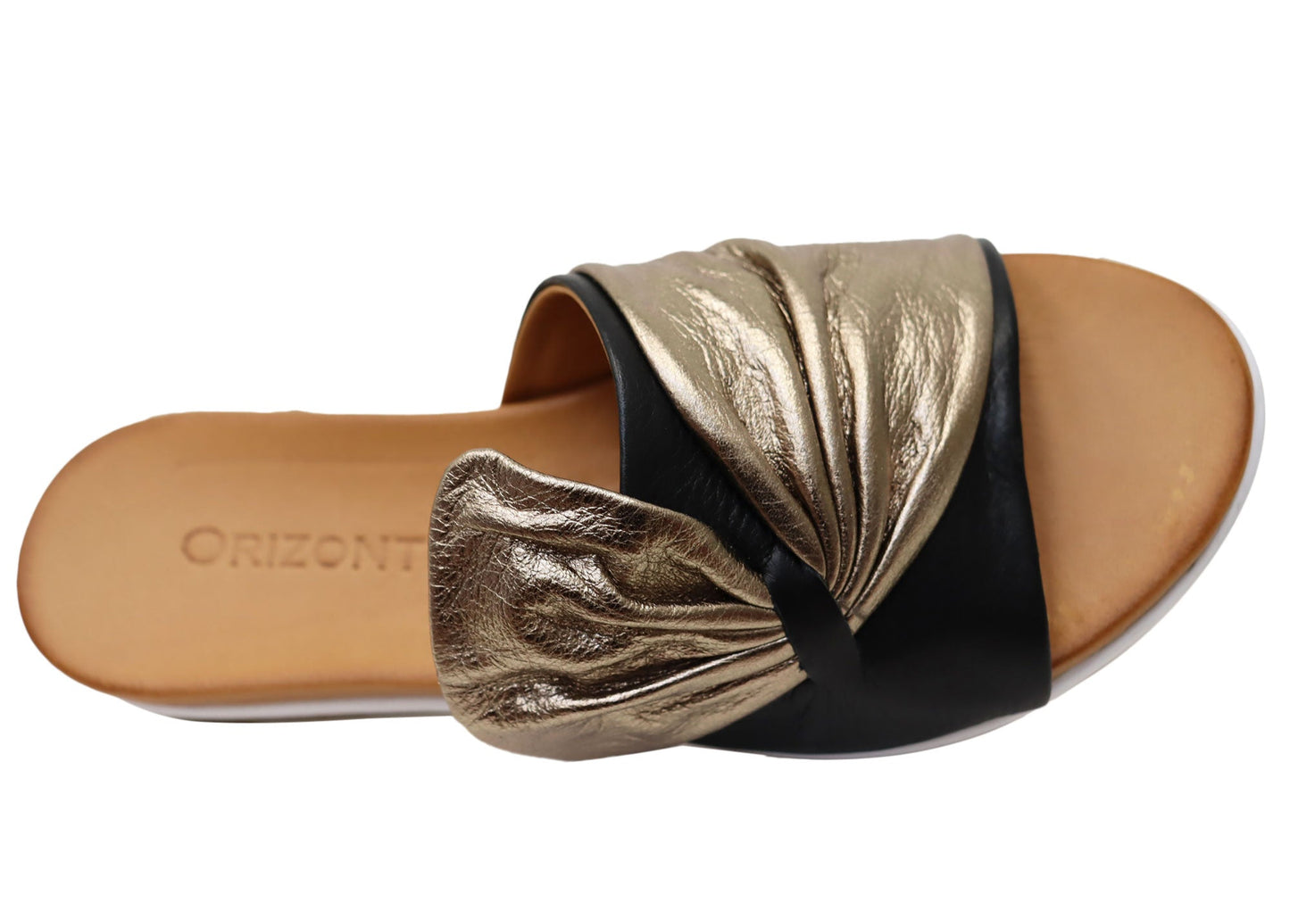 Orizonte Ribbon Womens Comfortable European Leather Slides Sandals