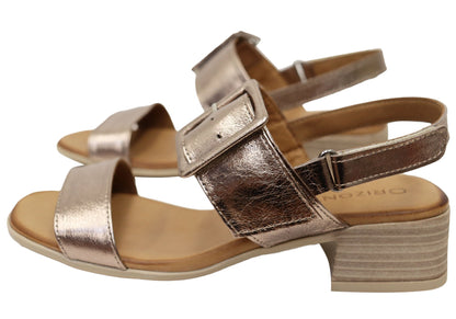 Orizonte Koda Womens Comfortable European Leather Low Heel Sandals
