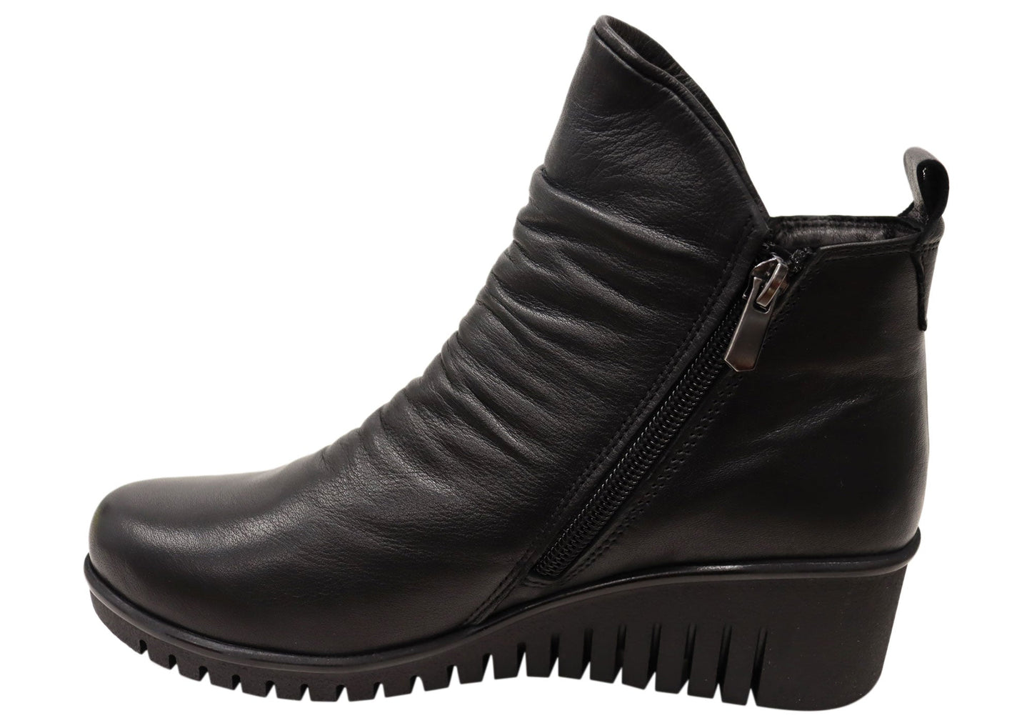 Cabello Comfort Ella Womens Leather European Wedge Ankle Boots