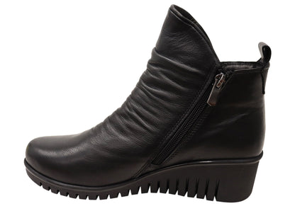 Cabello Comfort Ella Womens Leather European Wedge Ankle Boots