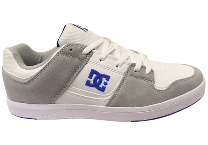 DC Shoes Mens Cure Comfortable Leather Shoes White Grey Blue