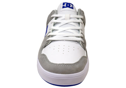 DC Shoes Mens Cure Comfortable Leather Shoes White Grey Blue