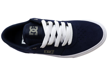 DC Shoes Mens Comfortable Teknic Leather Lace Up Shoes Navy Blue