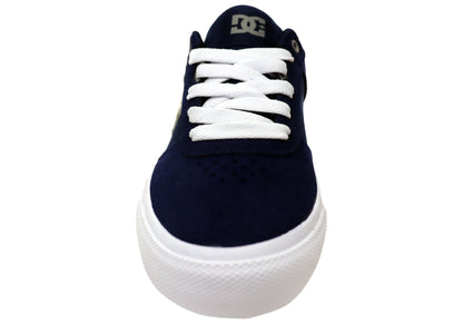 DC Shoes Mens Comfortable Teknic Leather Lace Up Shoes Navy Blue
