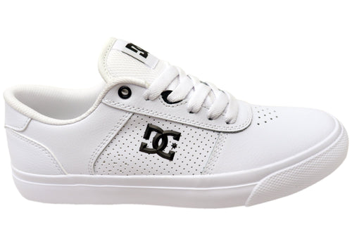 DC Shoes Mens Comfortable Teknic Leather Lace Up Shoes White Black