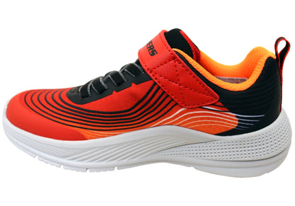 Skechers Boys Kids Microspec Advance Comfortable Shoes Red Black