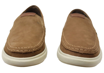 Pegada Reuben Mens Leather Comfort Casual Slip On Shoes Made In Brazil